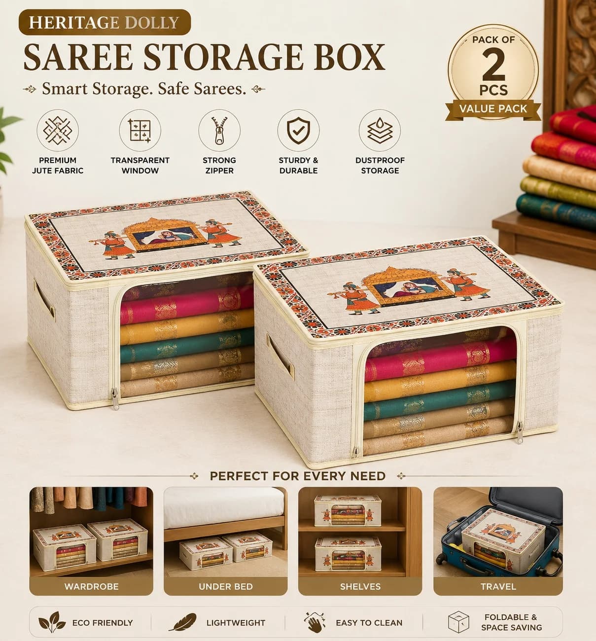 Set of 2 Multipurpose Storage Boxes